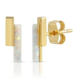 Elizabeth Stone Mod Bar Stud Opal Earrings